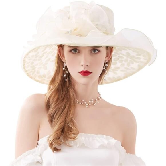 Organza Church Fascinator Hats 01b Beige